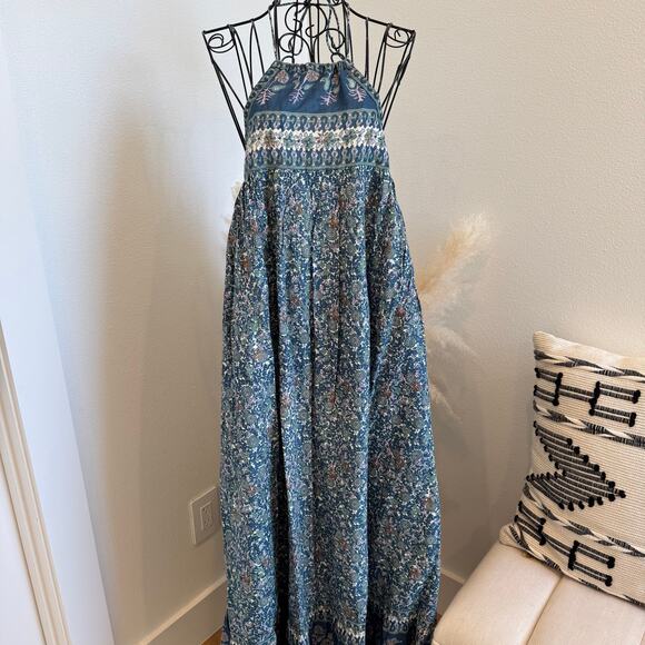 Fox In Gown Bella Floral Halter Cotton Maxi Dress NEW Small Cottage, Boho - Picture 1 of 11